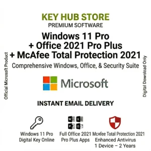 Windows 11 Pro + Office 2021 Pro Plus + McAfee Total Protection 2021 (1 Device – 2 Years)